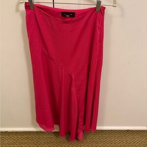 Pink Silky Midi Skirt